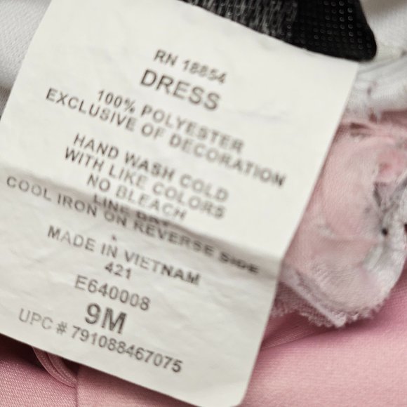 Rare Edition Girls Infant Toddler Pink White Satin bow Flower Dress Sleeveless 9 - Picture 5 of 16